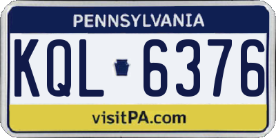 PA license plate KQL6376