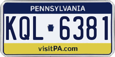 PA license plate KQL6381