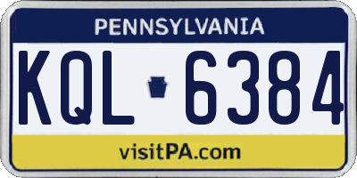 PA license plate KQL6384