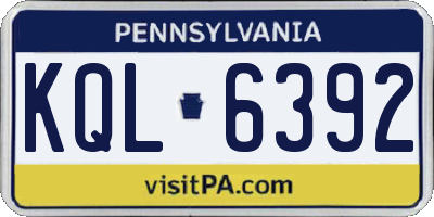 PA license plate KQL6392