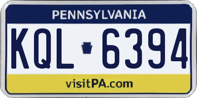 PA license plate KQL6394