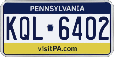 PA license plate KQL6402