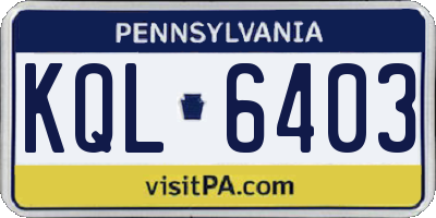 PA license plate KQL6403
