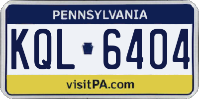 PA license plate KQL6404