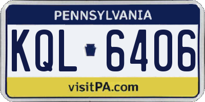 PA license plate KQL6406