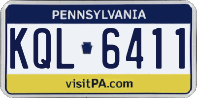 PA license plate KQL6411