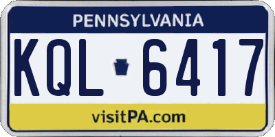 PA license plate KQL6417