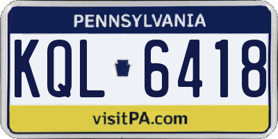 PA license plate KQL6418