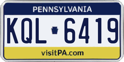 PA license plate KQL6419