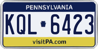 PA license plate KQL6423