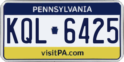 PA license plate KQL6425