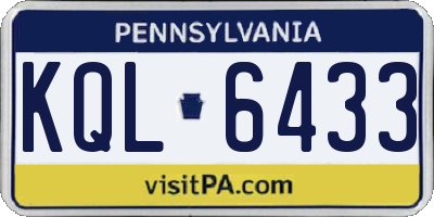 PA license plate KQL6433