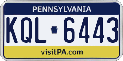 PA license plate KQL6443