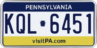 PA license plate KQL6451