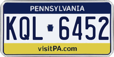 PA license plate KQL6452