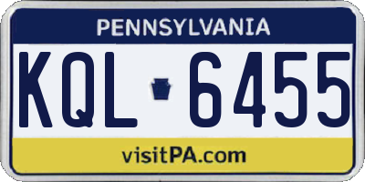 PA license plate KQL6455