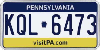 PA license plate KQL6473