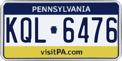 PA license plate KQL6476