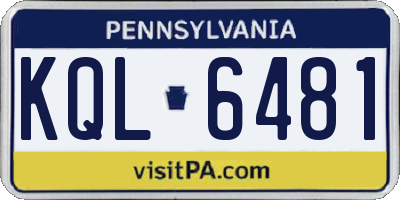 PA license plate KQL6481