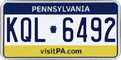 PA license plate KQL6492