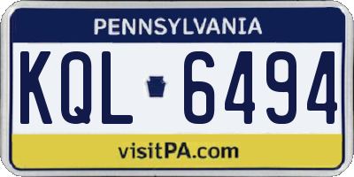PA license plate KQL6494