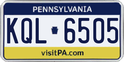 PA license plate KQL6505