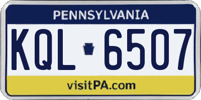 PA license plate KQL6507