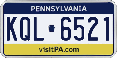 PA license plate KQL6521