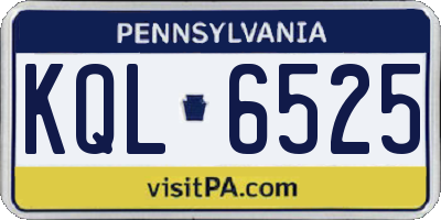 PA license plate KQL6525
