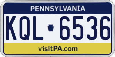 PA license plate KQL6536
