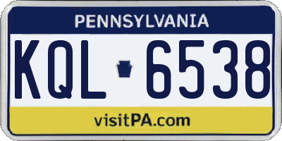 PA license plate KQL6538
