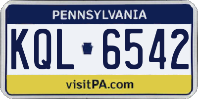 PA license plate KQL6542