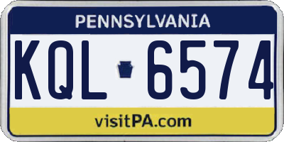 PA license plate KQL6574