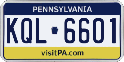 PA license plate KQL6601