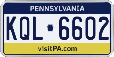 PA license plate KQL6602