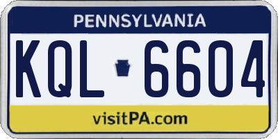PA license plate KQL6604