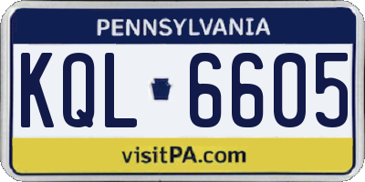 PA license plate KQL6605