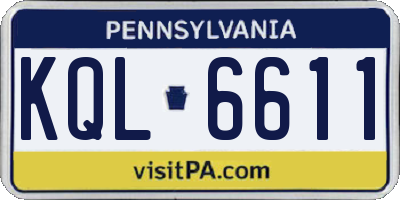 PA license plate KQL6611