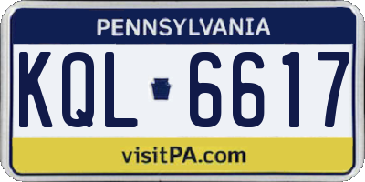 PA license plate KQL6617