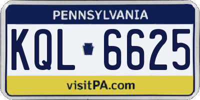 PA license plate KQL6625
