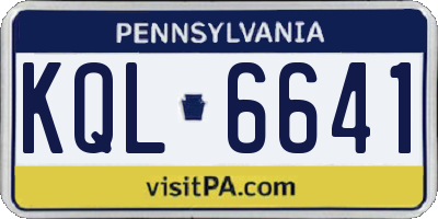 PA license plate KQL6641