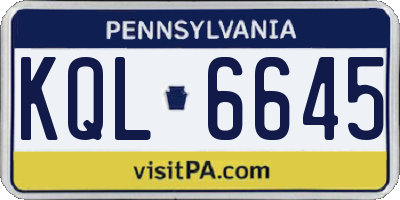 PA license plate KQL6645