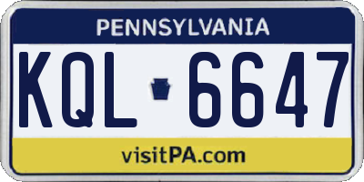 PA license plate KQL6647