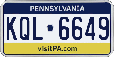 PA license plate KQL6649