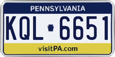 PA license plate KQL6651
