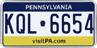 PA license plate KQL6654