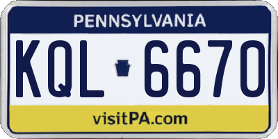 PA license plate KQL6670