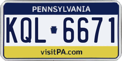 PA license plate KQL6671