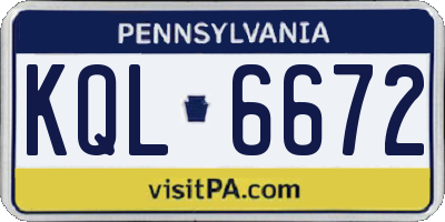 PA license plate KQL6672