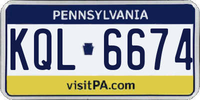 PA license plate KQL6674